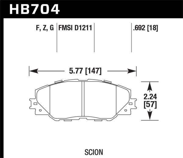 Hawk Performance - Hawk Performance DTC-60 Disc Brake Pad HB704G.692