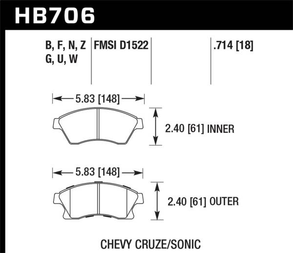 Hawk Performance - Hawk Performance DTC-60 Disc Brake Pad HB706G.714