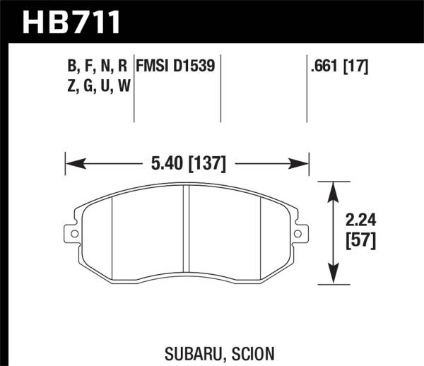 Hawk Performance - Hawk Performance DTC-60 Disc Brake Pad HB711G.661