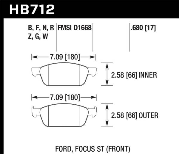 Hawk Performance - Hawk Performance DTC-60 Disc Brake Pad HB712G.680