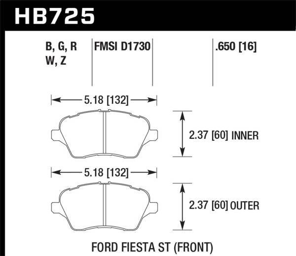 Hawk Performance - Hawk Performance DTC-60 Disc Brake Pad HB725G.650