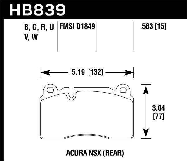 Hawk Performance - Hawk Performance DTC-60 Disc Brake Pad HB839G.583