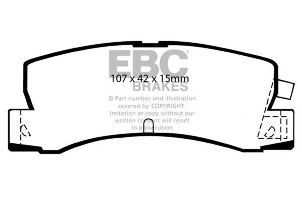 EBC - EBC 86-92 Toyota Corolla 1.6 Redstuff Rear Brake Pads - DP3629C