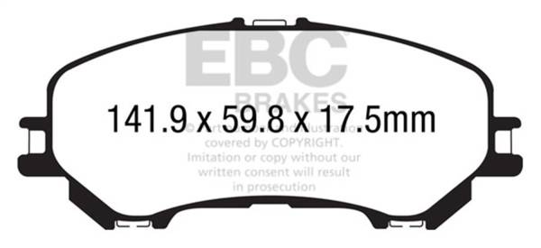 EBC - EBC 14+ Nissan Rogue 2.5 2 row seating Yellowstuff Front Brake Pads - DP43032R