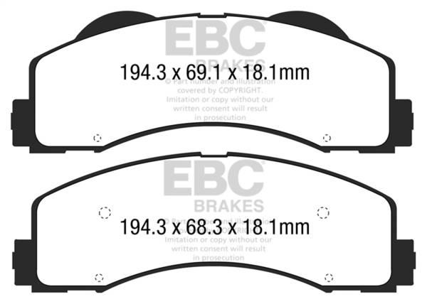 EBC - EBC 15+ Ford F150 2.7 Twin Turbo (2WD) Yellowstuff Front Brake Pads - DP43034R