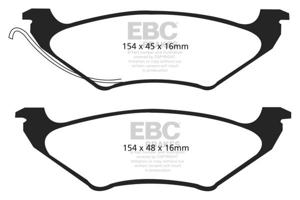 EBC - EBC 96-00 Chrysler Town & Country 3.3 (15in Wheels) Ultimax2 Rear Brake Pads - UD715