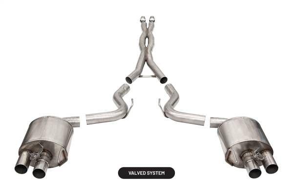 Corsa Performance - Corsa Performance 3.0in. 304 Stainless Steel Exhaust dual rear exit exhaust system with active valves 21096