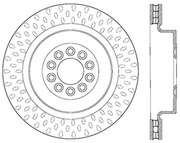 StopTech - StopTech Sport Cross Drilled Brake Rotor; Front Left