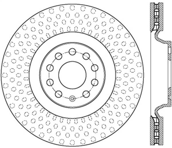 StopTech - StopTech Sport Cross Drilled Brake Rotor; Front Right