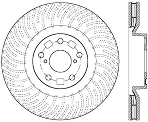 Stoptech - StopTech 12-15 Lexus IS350 Cross Drilled Right Front Rotor - 128.44185R