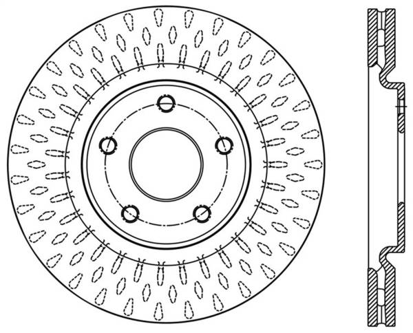 StopTech - StopTech Sport Cross Drilled Brake Rotor; Front Left