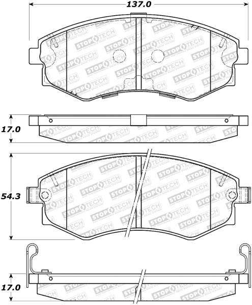 StopTech - StopTech Street Brake Pads with Shims and Hardware 308.07002