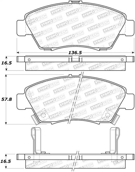 StopTech - StopTech Street Brake Pads with Shims and Hardware 308.09481