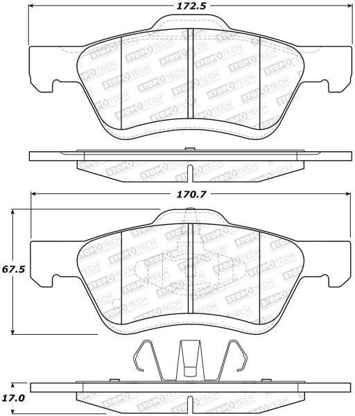 StopTech - StopTech Street Brake Pads with Shims and Hardware 308.10471