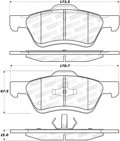 StopTech - StopTech Street Brake Pads with Shims and Hardware 308.10472