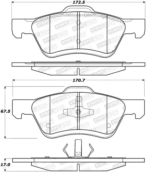 StopTech - StopTech Street Brake Pads with Shims and Hardware 308.10473