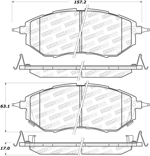 StopTech - StopTech Street Brake Pads with Shims and Hardware 308.10781