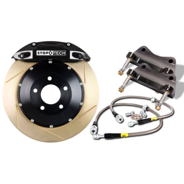 Stoptech - StopTech Big Brake Kit Black Caliper Slotted 2 Piece Zinc Coated Rotor Front 83.054.4300.53