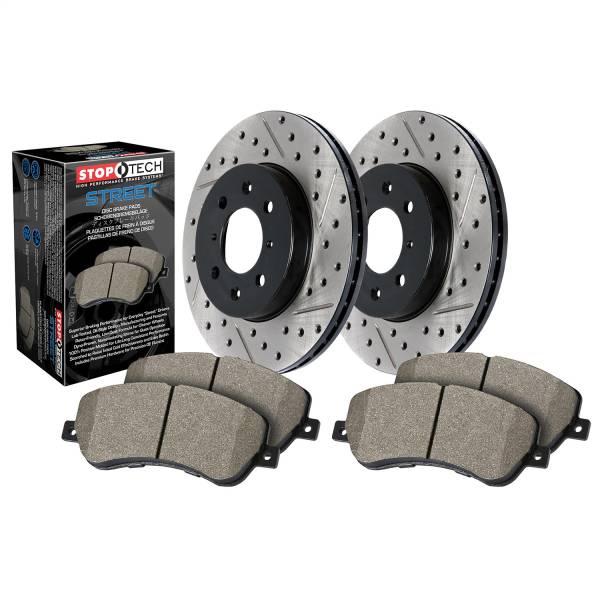 StopTech - StopTech Street Axle Pack; Drilled and Slotted; Rear Brake Kit 938.34535