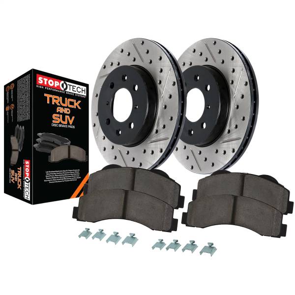 Stoptech - StopTech Truck Axle Pack Slotted and Drilled Front Brake Kit 971.42027