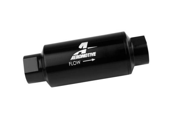 Aeromotive - Aeromotive In-Line Fuel Filter 40-M Stainless Mesh Element ORB-10 Port (Bright-Dip Black) 2in. OD