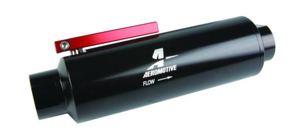 Aeromotive - Aeromotive In-Line AN-12 Filter w/Shutoff Valve 100 Micron SS Element - Black Anodize Finish