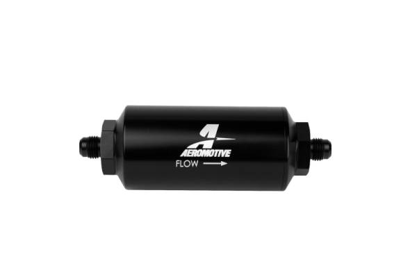 Aeromotive - Aeromotive In-Line Filter - (AN-6 Male) 10 Micron Microglass Element Bright Dip Black Finish