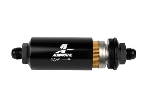 Aeromotive - Aeromotive In-Line Filter - (AN -8 Male) 10 Micron Fabric Element Bright Dip Black Finish