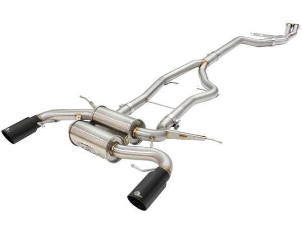 aFe - aFe MACHForce XP SS-304 Black Tip 3.0in-2.5in Dia Cat Back Exhaust 11-13 BMW 335i (E90/E92) 3.0L