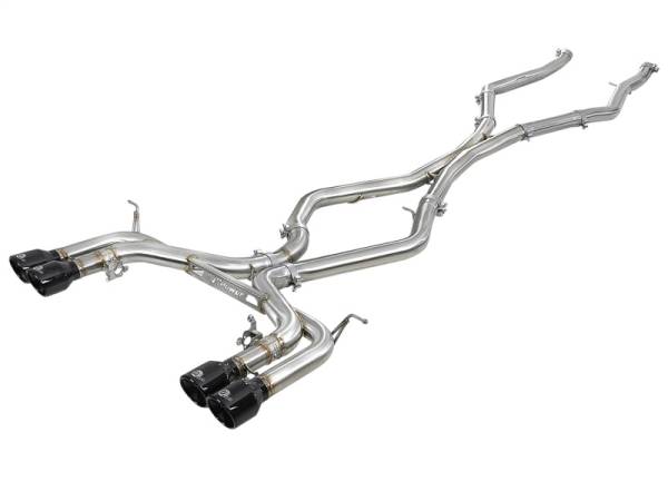 aFe - aFe MACH Force-Xp 3.5in. 304 SS C/B Exhaust w/o Muffler 15-18 BMW X5 M V8-4.4L (tt) - Black Tip