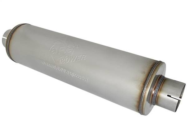 aFe - aFe MACH Force-Xp 409 SS Muffler 3-1/2in ID Center/Center x 7in Dia x 24in L - Round Body - 49M00024