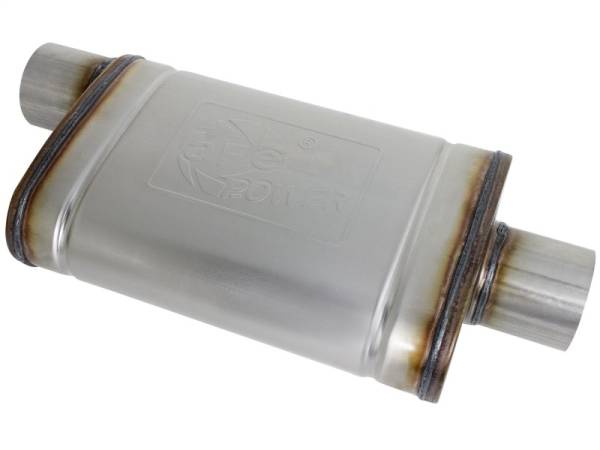 aFe - aFe MACHForce XP SS Muffler 3in Center Inlet / 3in Outlet 9in L x 4in W x 14in Body