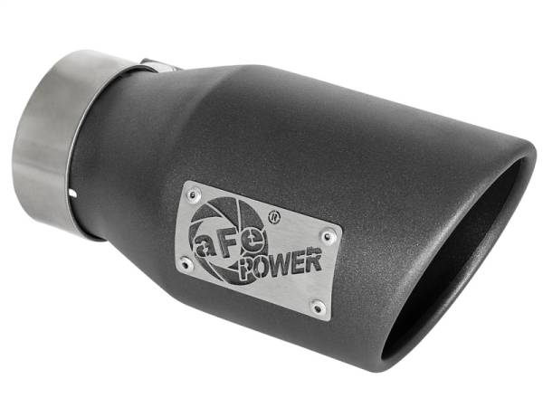 aFe - aFe MACH Force-Xp 3in 304 SS Metallic Black Exhaust Tip 3in In x 4-1/2in Out x 9in L Clamp-On Right