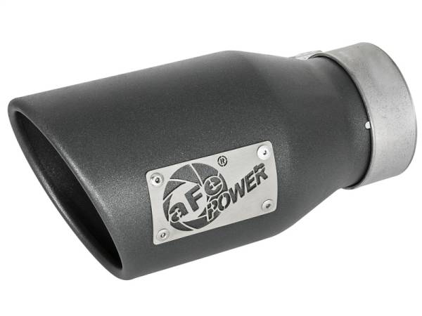 aFe - aFe MACH Force-Xp 3in 304 SS Metallic Black Exhaust Tip 3in In x 4-1/2in Out x 9in L Bolt-On Left