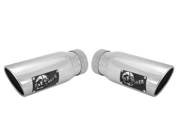 aFe - aFe MACHForce-XP 304 Stainless Steel Polished Exhaust Tip 3.5in x 4.5in Out x 12in L Clamp-On