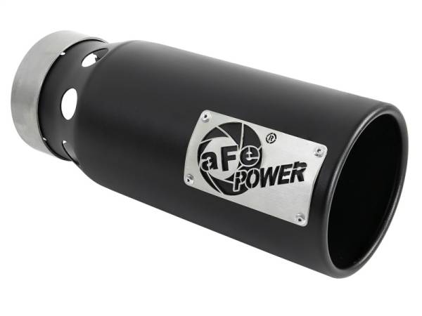 aFe - aFe SATURN 4S 4in SS Intercooled Exhaust Tip - Black 4in In x 5in Out x 12in L Bolt-On