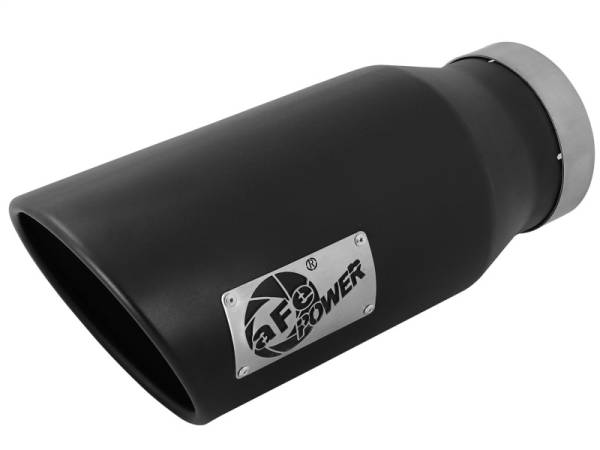 aFe - aFe POWER MACH Force-Xp 5in 304 Stainless Steel Exhaust Tip 5In x 7Out x15Lin Bolt-On Right-Blk