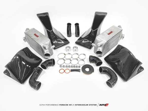 AMS - AMS Performance 13-15 Porsche 911 Turbo/Turbo S (991.1) Alpha Intercooler Kit w/Carbon Fiber Shrouds