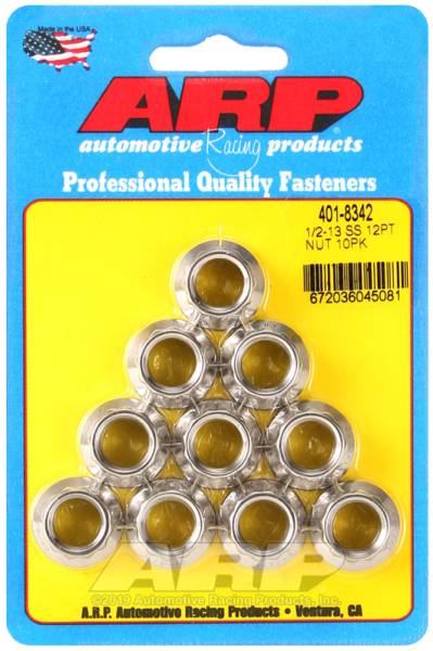 ARP - ARP 1/2-13 SS 12pt Nut Kit (Pack of 10) - 401-8342