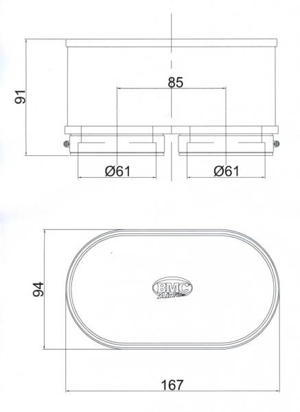 BMC - BMC Twin Air Carburetor Filter - 61mm x 2 ID / 74mm H - FM3092