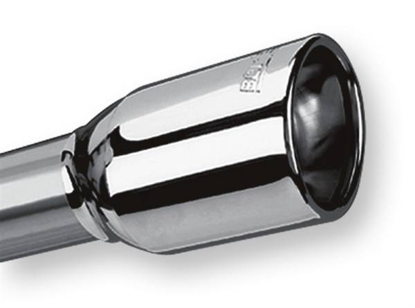 Borla - Borla Universal Polished Tip Single Oval Rolled Angle-Cut w/Clamp (inlet 2 1/4in. Outlet 3 5/8 x 2 1