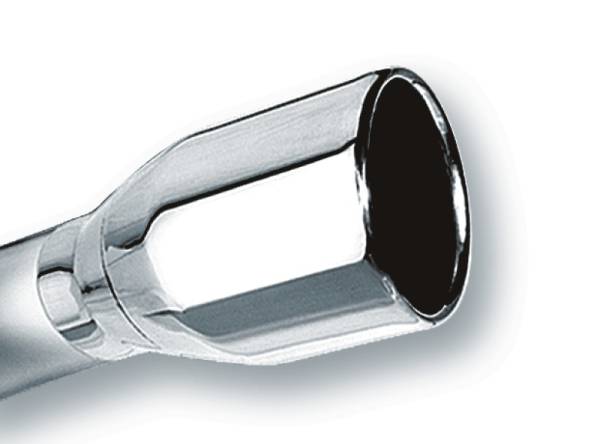 Borla - Borla 2.5in Inlet 4in Single Round Rolled Edge Outlet x 8in Long Weld On Exhaust Tip