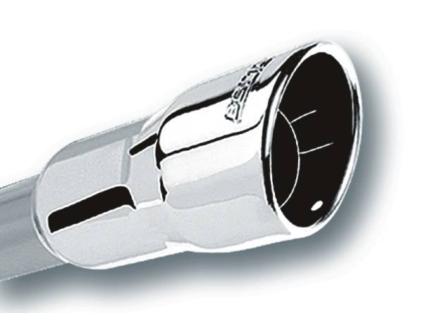 Borla - Borla 2.25in Inlet 3.5in Round Rolled Angle Cut Intercooled Outlet x 6.5in Long Embossed Tip