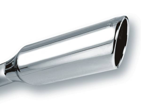 Borla - Borla 2.25in Inlet 4in Round Rolled Angle Cut x 12in Long Embossed Exhaust Tip