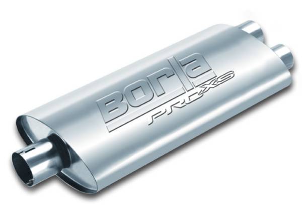 Borla - Borla Universal Center/Dual Oval 2.5in In/Dual 2.5in Out 19in x 4in x 9.5in Notched PRO-XS Muffler