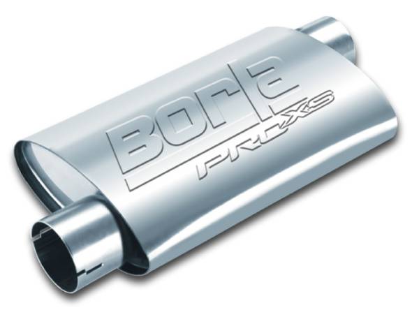 Borla - Borla Universal Pro-XS Oval 2in Inlet/Outlet Offset/Offset Notched Muffler