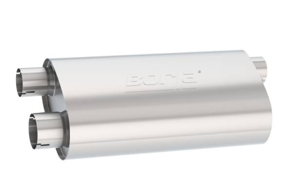 Borla - Borla Transverse Flow Notched Muffler - Oval Single Inlet/Dual Outlet 2.5in 19in x 10.5in x 5.5in