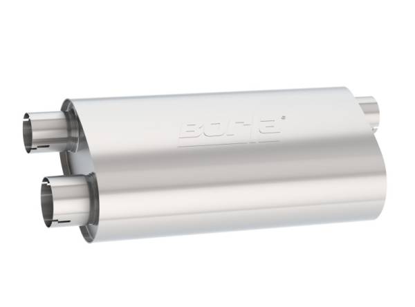 Borla - Borla Universal Pro-XS Muffler Oval 3in Inlet/ 2.5in Dual Outlet Transverse Flow Notched Muffler