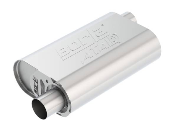 Borla - Borla CrateMuffler Stock SBC 283/327/350 ATAK 2.25in Offset/Offset 14inx4.35inx9in Oval Muffler