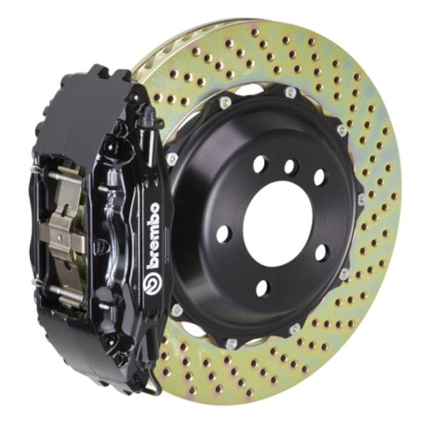 Brembo - Brembo 98-02 Camaro/98-02 Firebird Front GT BBK 4 Piston Cast 2pc 332x32 2pc Rotor Drilled-Black - 121.7005A1